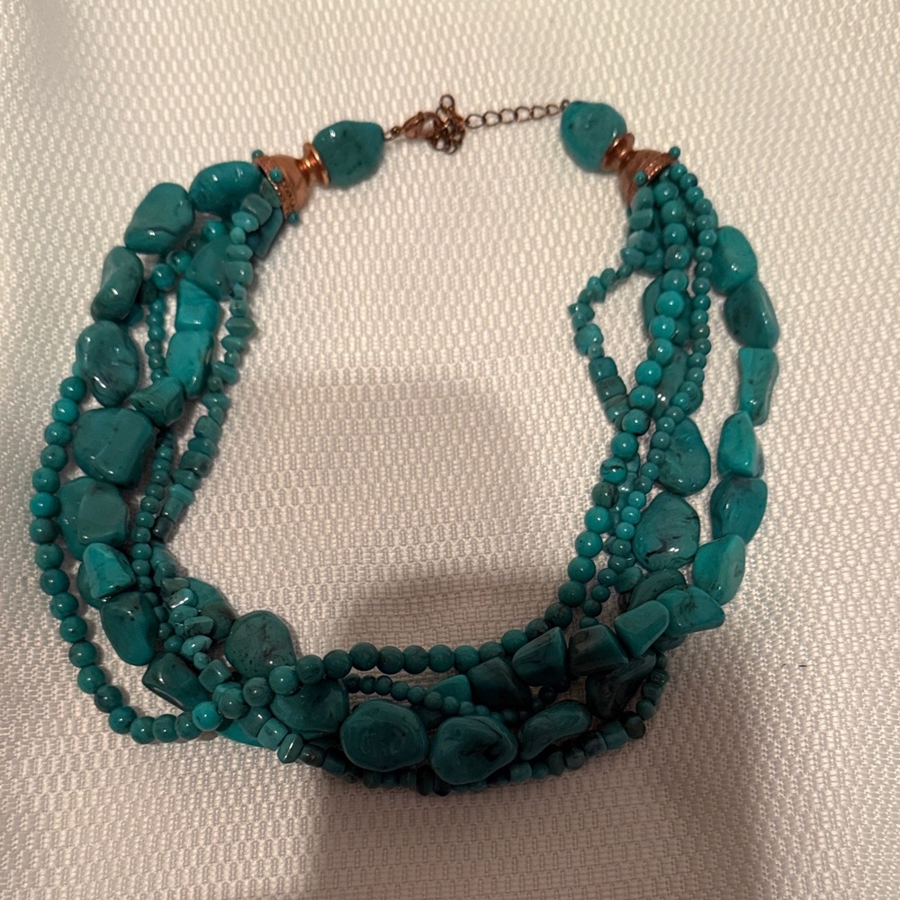Turquoise Multi-Strand Beaded Necklace - Fashion Brand